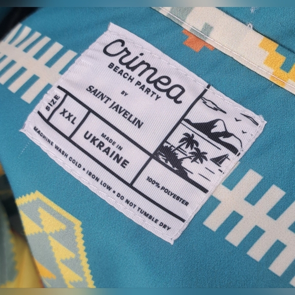Saint Javelin Crimea Beach Party Hawaiian Open Collar Shirt Tribal Southwestern - Picture 9 of 10